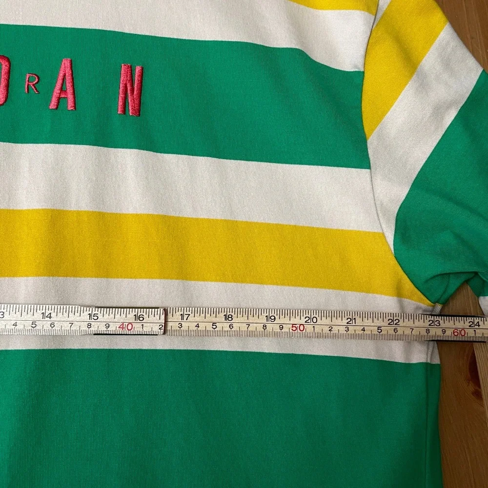 Jordan DNA HBR Striped T Shirt Men L Green Yellow White Embroidered Logo Tee Air